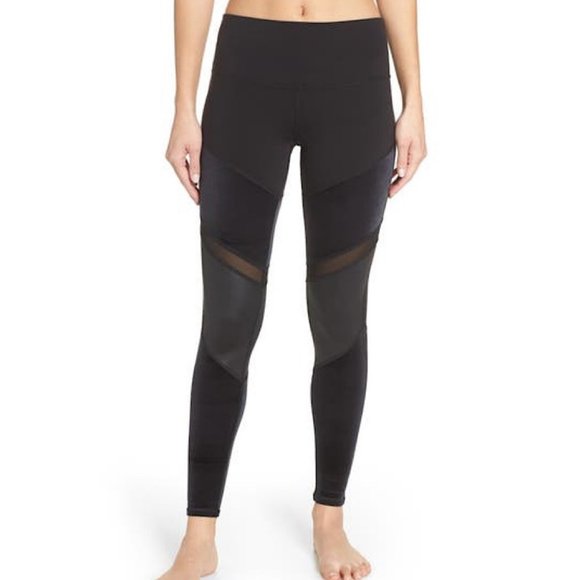 ALO Yoga Pants - ALO Sheila High Waist Black Mesh Leggings